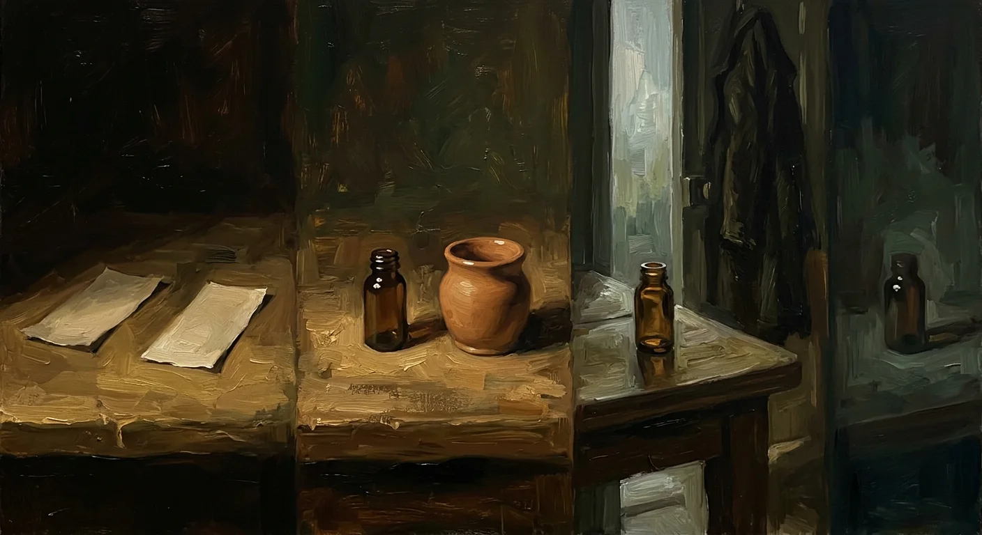 A sampling sequence: two paper strips, one vial by warm ceramic, then the same wear near an open doorway