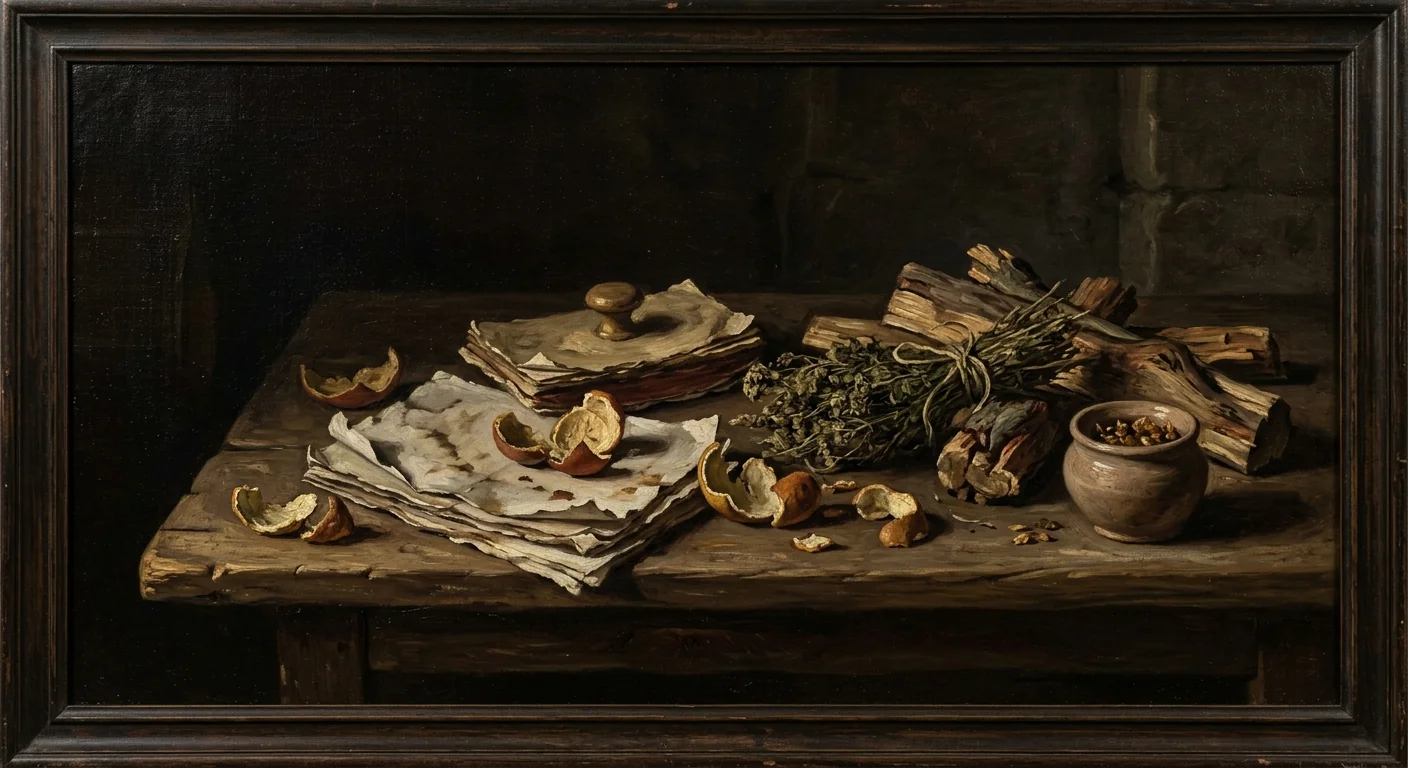 Blotters and raw materials arranged for a careful test